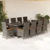 Image de vidaXL Ensemble à manger de jardin 11pcs avec coussins - Gris poly rotin