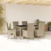 Image de VidaXL Ensemble à manger - 7 pcs - Beige
