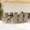 Image de vidaXL Ensemble à manger de jardin et coussins 9 pcs - Beige