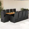 Image de vidaXL Ensemble à manger 11 pcs - Noir