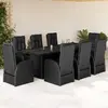 Image de vidaXL Ensemble à manger de jardin 9 pcs - Noir résine tressée