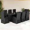 Image de VidaXL Ensemble à manger jardin 9 pcs - Coussins noir résine tressée
