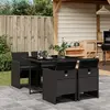 Image de vidaXL Ensemble à manger de jardin - 5 pièces - Résine tressée noire