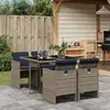Image de vidaXL Ensemble à manger de jardin 5 pcs coussins gris résine tressée