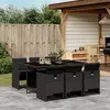 Image de vidaXL Ensemble à Manger 7 pcs - Résine Tressée Noire