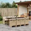 Image de VidaXL Ensemble à manger de jardin et coussins 9 pcs - Beige