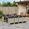 Image de vidaXL Ensemble à manger de jardin et coussins 9 pcs - Gris clair Rotin