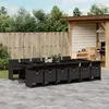 Image de VIDAXL Ensemble à manger de jardin 13 pièces coussins noirs