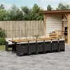 Image de VIDAXL Ensemble à manger 13 pcs - Résine tressée Noir