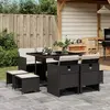 Image de vidaXL Ensemble à Manger de Jardin 9 pcs Résine Tressée Noir
