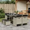 Image de vidaXL Ensemble à manger de jardin 9 pcs avec coussins - Gris clair