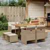 Image de vidaXL Ensemble à manger de jardin 9 pcs beige rotin