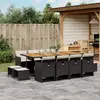 Image de vidaXL Ensemble jardin résine - Coussins noirs