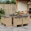 Image de vidaXL Ensemble à manger de jardin et coussins 9 pcs - Mélange Beige