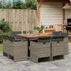 Image de vidaXL Ensemble à manger de jardin 9 pcs gris résine