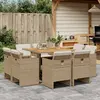 Image de vidaXL Ensemble à manger jardin 9 pcs - Poly rotin beige