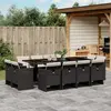 Image de vidaXL Ensemble à manger de jardin 13 pcs avec coussins - Résine tressée noir