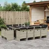 Image de vidaXL Ensemble à manger de jardin et coussins 13 pcs - Gris clair Rotin
