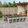 Image de vidaXL Ensemble à manger de jardin 11pcs avec coussins gris poly rotin