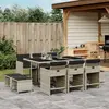 Image de vidaXL Ensemble à manger jardin 11 pcs Gris - Poly Rotin