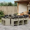 Image de vidaXL Ensemble à manger de jardin avec coussins - Gris, 11 pièces