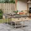 Image de vidaXL Ensemble à manger de jardin coussins 5 pcs mélange beige rotin