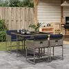 Image de vidaXL Ensemble à manger de jardin 5 pcs coussins gris résine tressée