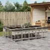 Image de vidaXL Ensemble à manger de jardin 11pcs - Gris - Poly rotin