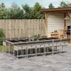 Image de vidaXL Ensemble à manger de jardin et coussins 13 pcs - Gris clair rotin