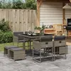 Image de vidaXL Ensemble à Manger de Jardin 9 pcs avec Coussins - Gris