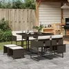 Image de vidaXL Ensemble à manger de jardin et coussins - Marron poly rotin
