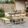 Image de vidaXL Ensemble à manger de jardin et coussins - Poly rotin - Beige