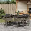 Image de vidaXL Ensemble à manger de jardin 9 pcs - Coussins Gris Résine Tressée