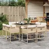 Image de vidaXL Ensemble à manger de jardin - Beige Poly rotin