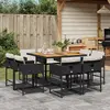 Image de VidaXL Ensemble à manger de jardin 9 pcs - Coussins noir - Résine tressée