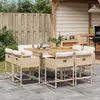 Image de vidaXL Ensemble à manger de jardin 9 pcs - Beige
