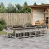 Image de vidaXL Ensemble à manger de jardin 15 pcs - Coussins gris clair - Rotin
