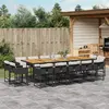 Image de vidaXL Ensemble à manger de jardin 15 pcs - Noir Résine tressée