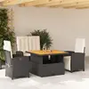 Image de vidaXL Ensemble à manger jardin 4 pcs avec coussins - Noir