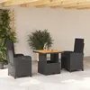 Image de vidaXL Ensemble à manger de jardin 3 pcs - Résine tressée noir