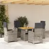 Image de vidaXL Ensemble à Manger de Jardin 5 pcs avec Coussins - Gris