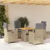 Image de vidaXL Ensemble à manger de jardin 5 pcs - Beige Poly rotin