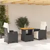 Image de VIDAXL Ensemble à manger 3 pcs - Noir Résine Tressée