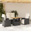 Image de vidaXL Ensemble à manger de jardin 4 pcs - Noir - Résine tressée