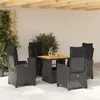 Image de vidaXL Ensemble à manger 5 pcs - Résine tressée - Noir