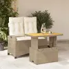 Image de vidaXL Ensemble à manger de jardin 2 pcs avec coussins - Beige poly rotin