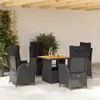 Image de Ensemble à manger jardin vidaXL 5pcs - Noir résine tressée