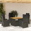 Image de VidaXL Ensemble à manger de jardin coussins 5 pcs - Noir