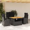 Image de vidaXL Ensemble à manger de jardin 4 pcs avec coussins - Noir