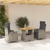 Image de vidaXL Ensemble à manger de jardin 3 pcs - Résine tressée, Gris